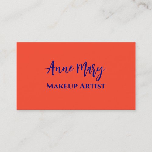 Orange Navy Blue Makeup Artist Beauty Salon Custom Business Card