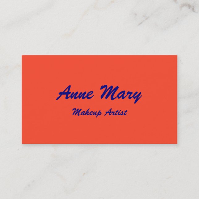 Orange Navy Blue Makeup Artist Beauty Salon Trendy Business Card (Front)