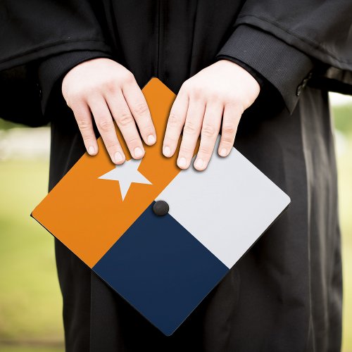 Orange  Navy Blue Texas State Flag Graduation Cap Topper