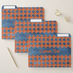 Orange Navy Blue Watercolor Pattern File Folder