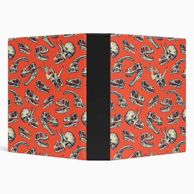 Orange & Navy Dinosaur Skulls 3 Ring Binder (Background)