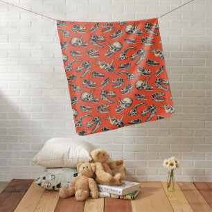 Orange & Navy Dinosaur Skulls Baby Blanket