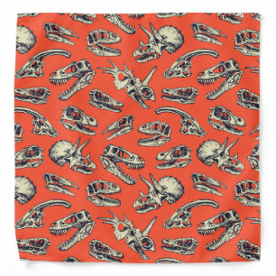 Orange & Navy Dinosaur Skulls Bandana