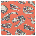 Orange &amp; Navy Dinosaur Skulls Fabric