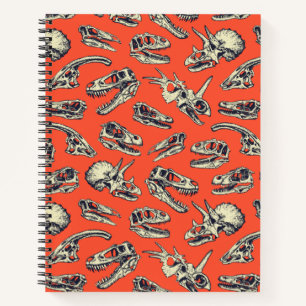 Orange & Navy Dinosaur Skulls Notebook
