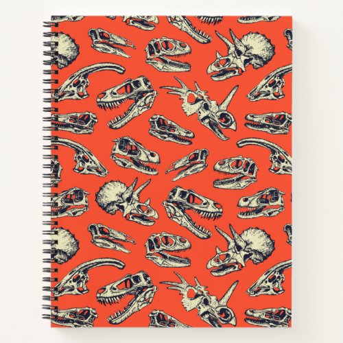 Orange  Navy Dinosaur Skulls Notebook