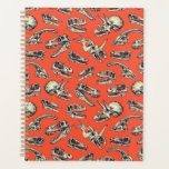 Orange & Navy Dinosaur Skulls Planner<br><div class="desc">This planner features hand-illustrated dinosaur skulls in navy blue and cream on a bright red-orange background.</div>