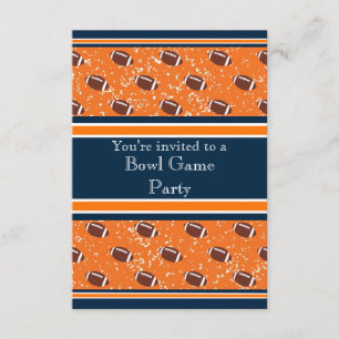 Orange & Navy Footballs Bowl Game/Birthday Party Invitation
