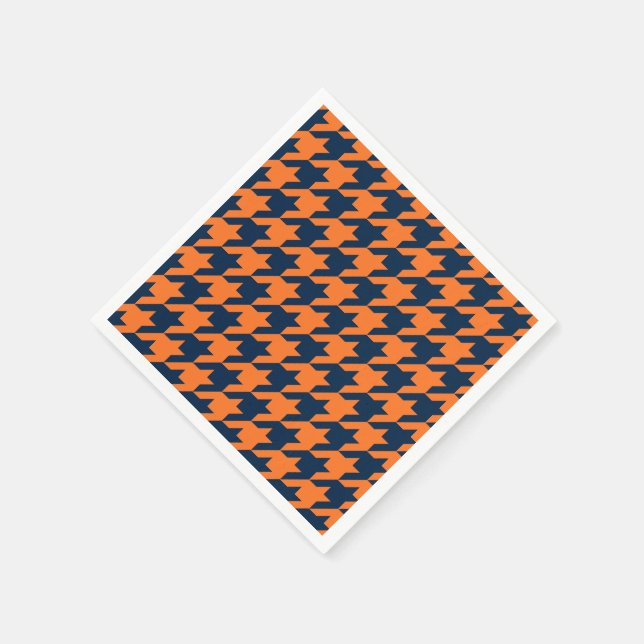 Orange/Navy Houndstooth Napkins (Corner)