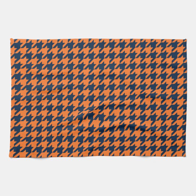 Orange/Navy Houndstooth Towel (Horizontal)