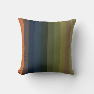 Orange Navy & Sage Coastal Stripes Throw Pillow