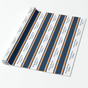 Orange/Navy Stripe Personalized Wrapping Paper