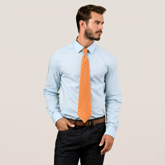 Orange Neck Tie With Abstract Peach Color Design  (In Situ)