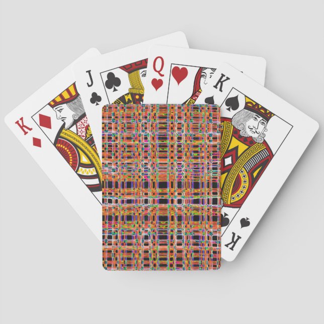 Orange neon lines pattern poker cards (Back)