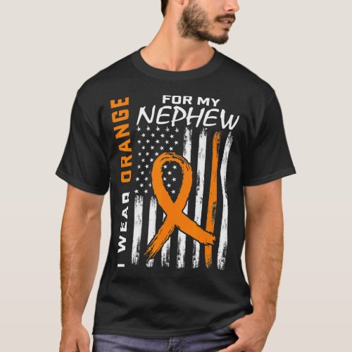 Orange Nephew Leukemia Awareness Flag Aunt Uncle P T_Shirt