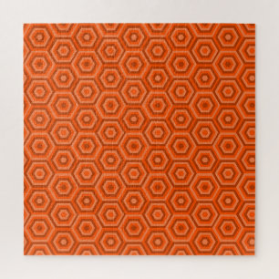 Orange Nested Hexagons Jigsaw Puzzle