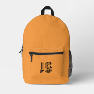 Orange neutral monogram simple minimalist printed backpack