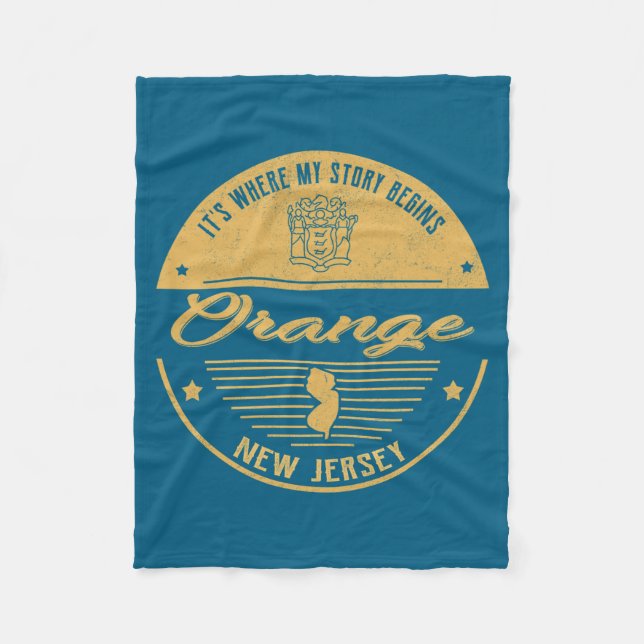 Orange New Jersey Its Where My Story Begins  Fleece Blanket (Front)