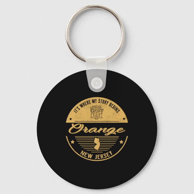 Orange New Jersey Its Where My Story Begins  Keychain (Front)
