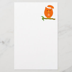 Orange Night Owl Design Stationery