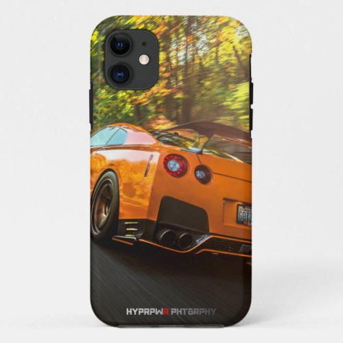Orange Nissan GT_R Ripping through Seattle streets iPhone 11 Case