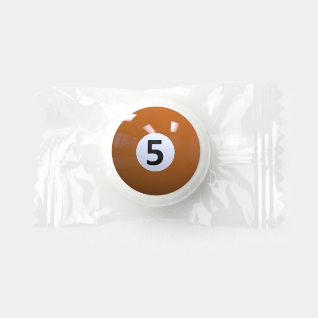 Orange No. 5 Billiard Pool Ball Life Saver® Mints (Front)