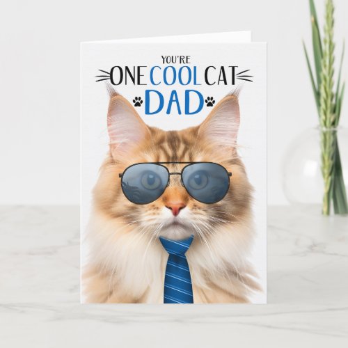 Orange Norwegian Forest Fathers Day One Cool Cat Holiday Card