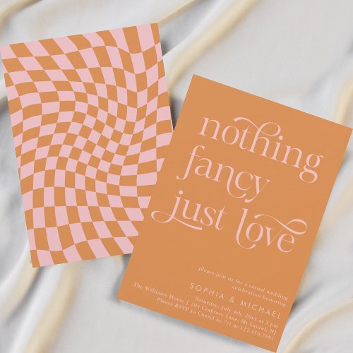 Orange Nothing Fancy Just Love Casual Wedding  Invitation