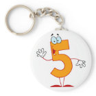 Orange Number 5 Keychain