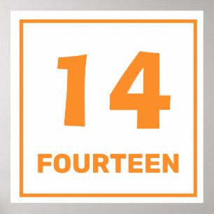 Orange number fourteen Poster