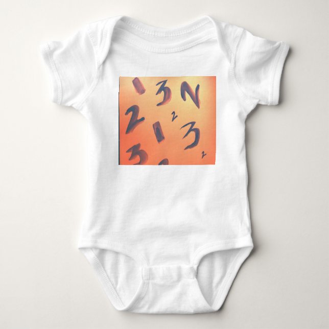 Orange numbers design for baby suit. baby bodysuit (Front)