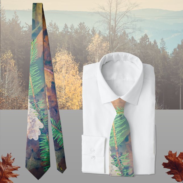 Orange oak leaves under the water  neck tie (Creator Uploaded)