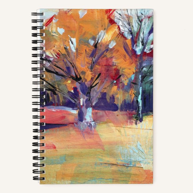 Orange Oak Tree Abstract Landscape Notebook (Front)