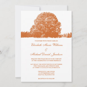 Orange Oak Tree Fall Wedding Invitation