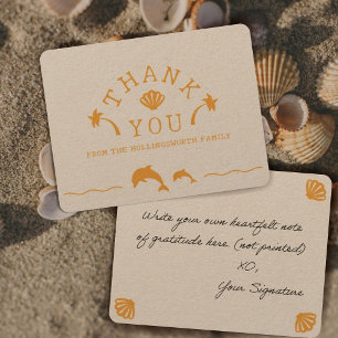 Orange Ocean Scene Personalized Thank You Card