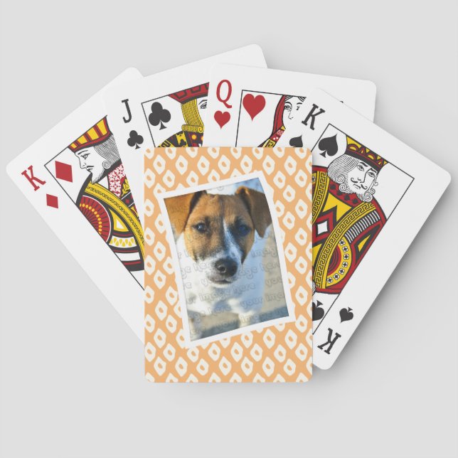 Orange Ocelot Pattern Custom Photo Frame Poker Cards (Back)