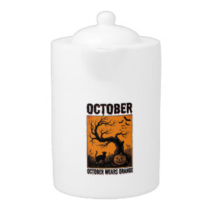 Orange October Halloween Vintage Spooky Shirt Desi Teapot