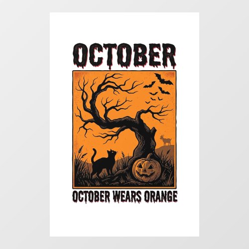 Orange October Halloween Vintage Spooky Shirt Desi Window Cling