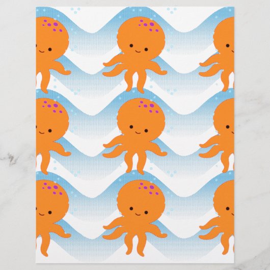 Orange Octopus And Blue Waves Pattern (Front)