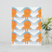 Orange Octopus And Blue Waves Pattern (Standing Front)