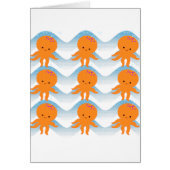 Orange Octopus And Blue Waves Pattern Cards (Front)