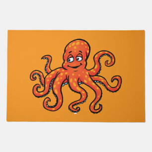 Orange Octopus Cartoon Ocean Sea Creature Doormat