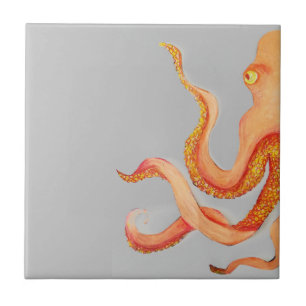 orange octopus ceramic tile