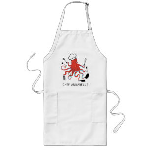 Orange Octopus Chef Personalize Long Apron