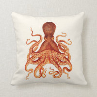 Orange Octopus Illustration on Cream