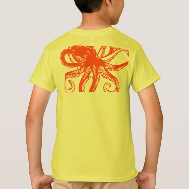 Orange Octopus Kids T-Shirt – Cute Sea Animal Tee  (Back)