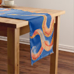 Orange Octopus On Blue Short Table Runner at Zazzle