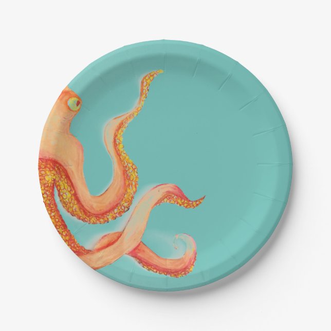 orange octopus paper plates (Front)