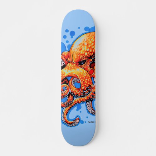 orange octopus skateboard deck