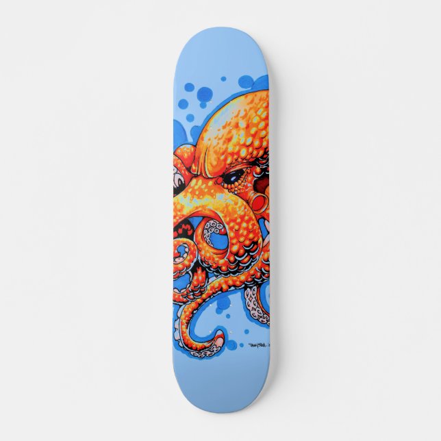 orange octopus skateboard deck (Front)